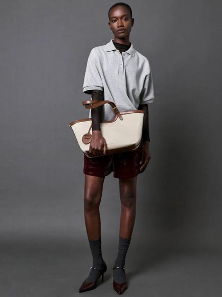 CHARLES & KEITH Enola Tote Bag, Chocolate Canvas - view 2, Chocolate Canvas