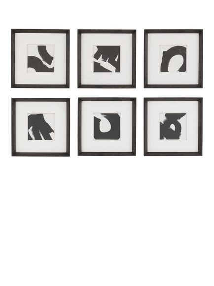John Lewis Scandi Abstract Framed Print & Mount, Set of 6, 31 x 31cm, Black/White, Multi