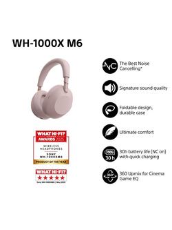 Sony WH-1000XM6 Noise Cancelling Wireless Bluetooth High Resolution Audio Over-Ear Headphones with Mic/Remote - view 2, Sand Pink