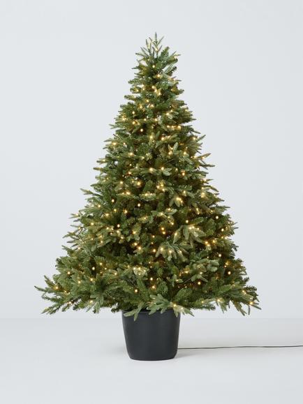 John Lewis Sloane Potted Pre-Lit Christmas Tree, Green, 7ft, Green