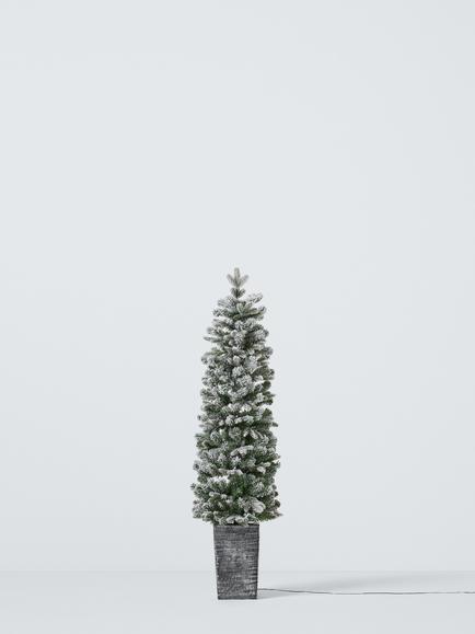 John Lewis Finchley Potted Pre-lit Christmas Tree, Snowy, White