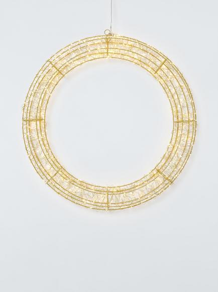 John Lewis LED Wreath, Gold/Warm White, Warm White