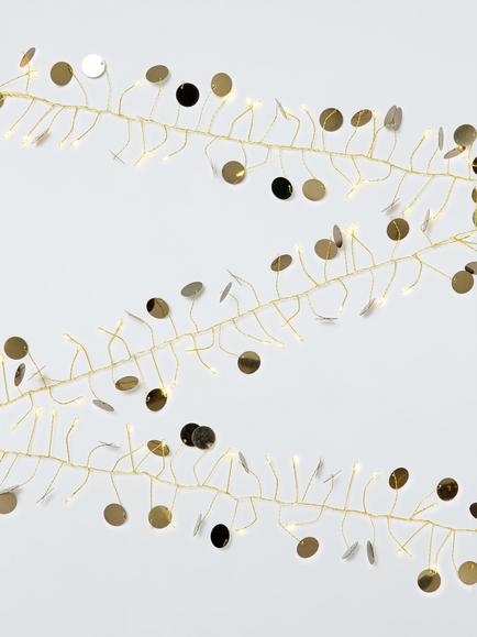 John Lewis 80 LED Battery Operated Sequin Cluster Lights, Warm White/Gold, Warm White