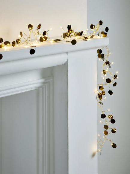 John Lewis 80 LED Battery Operated Sequin Cluster Lights, Warm White/Gold - view 2, Warm White