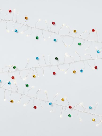 John Lewis 80 LED Battery Operated Bell Cluster Lights, Warm White/Multi, Warm White