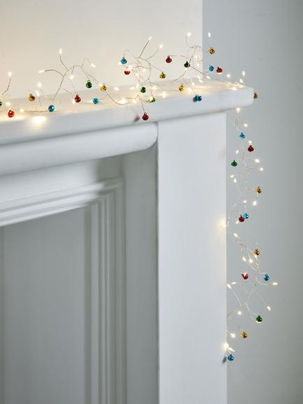 John Lewis 80 LED Battery Operated Bell Cluster Lights, Warm White/Multi - view 2, Warm White