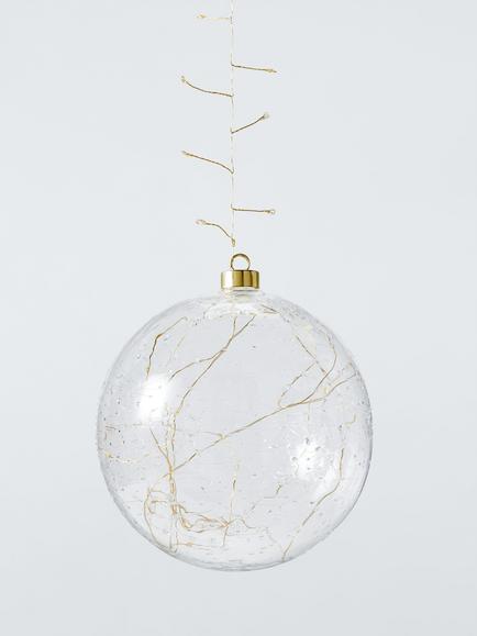 John Lewis LED Battery Operated Clear Hanging Bauble Light, Dia.19cm, Gold - view 2, Gold