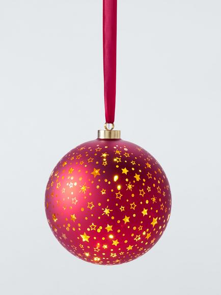 John Lewis LED Battery Operated Celestial Lit Bauble, Red