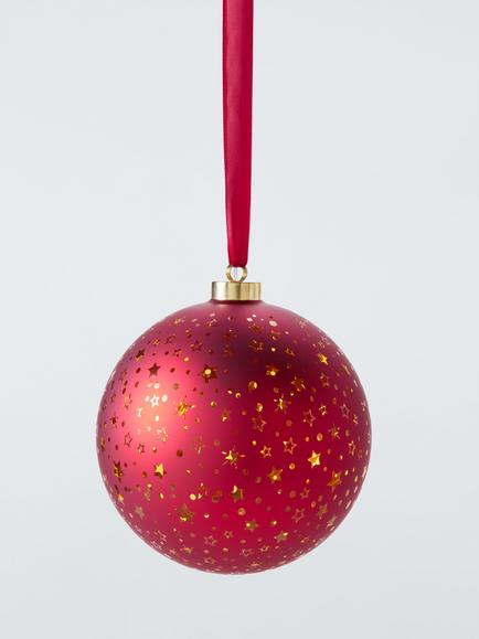 John Lewis LED Battery Operated Celestial Lit Bauble - view 2, Red
