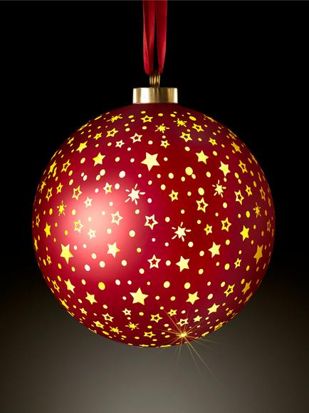 John Lewis LED Battery Operated Celestial Lit Bauble - view 2, Red
