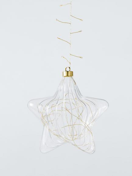John Lewis LED Battery Operated Clear Hanging Star Light, Dia.20cm, Gold - view 2, Gold