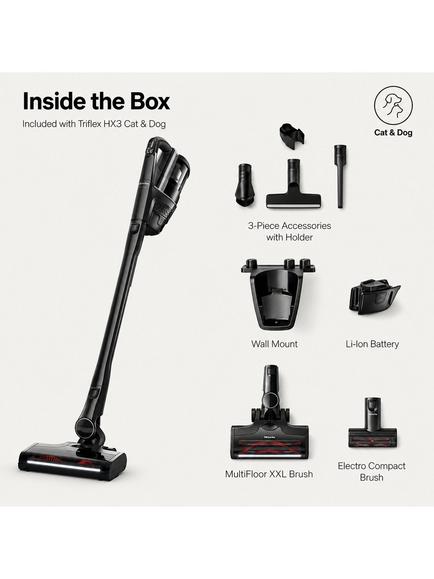 Miele Triflex HX3 Cat and Dog 12878410 Cordless Vacuum Cleaner, Obsidian Black, Obsidian Black