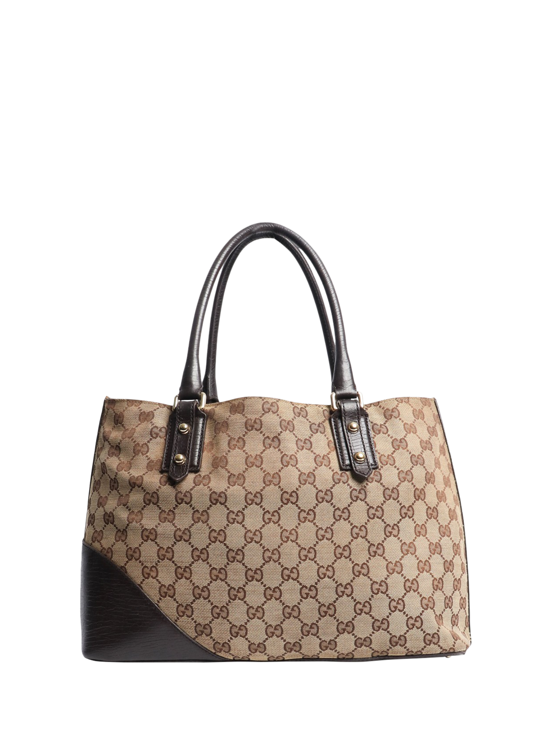 Product image 3 of 7, which shows Pre-loved GUCCI GG Canvas & Leather Tote Bag, Brown