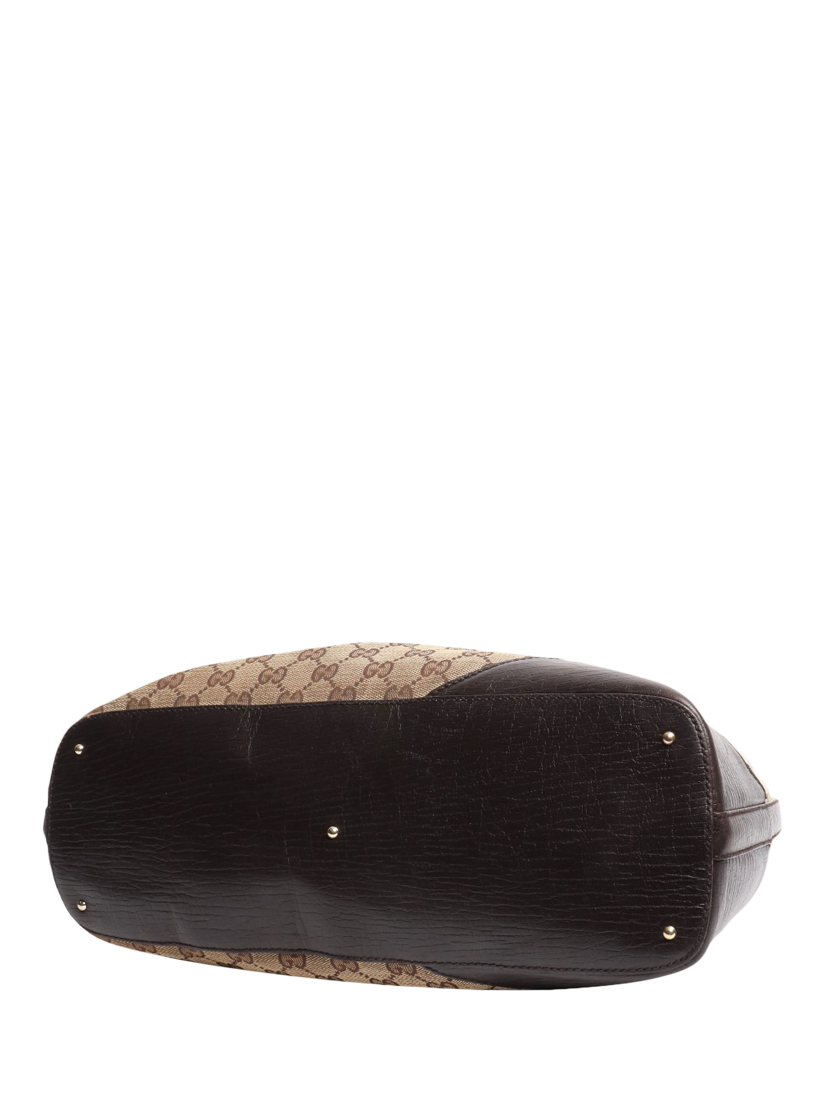 Product image 4 of 7, which shows Pre-loved GUCCI GG Canvas & Leather Tote Bag, Brown