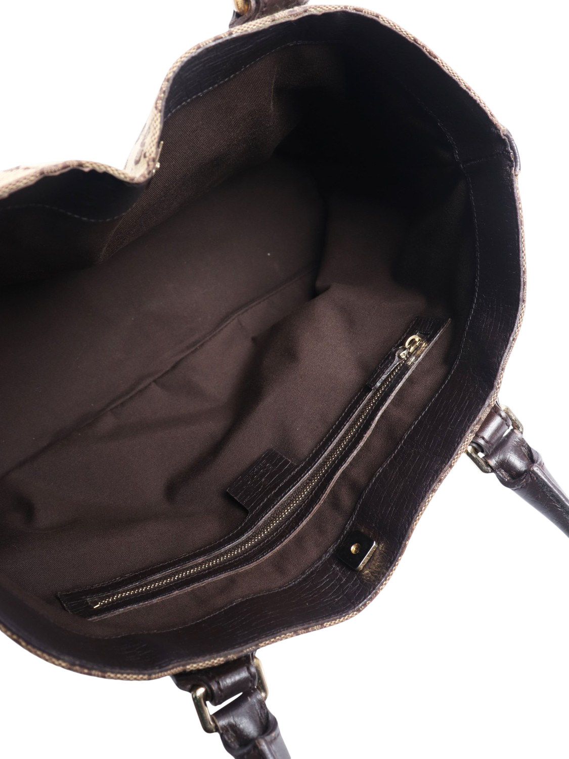 Product image 6 of 7, which shows Pre-loved GUCCI GG Canvas & Leather Tote Bag, Brown