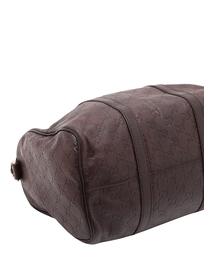 Product image 4 of 10, which shows Pre-loved GUCCI Guccissima Leather Top Handle Bag, Dark Brown