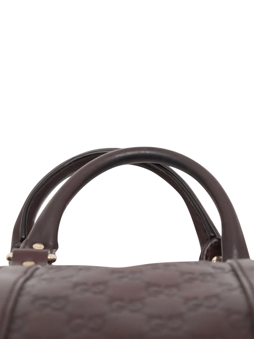 Product image 6 of 10, which shows Pre-loved GUCCI Guccissima Leather Top Handle Bag, Dark Brown