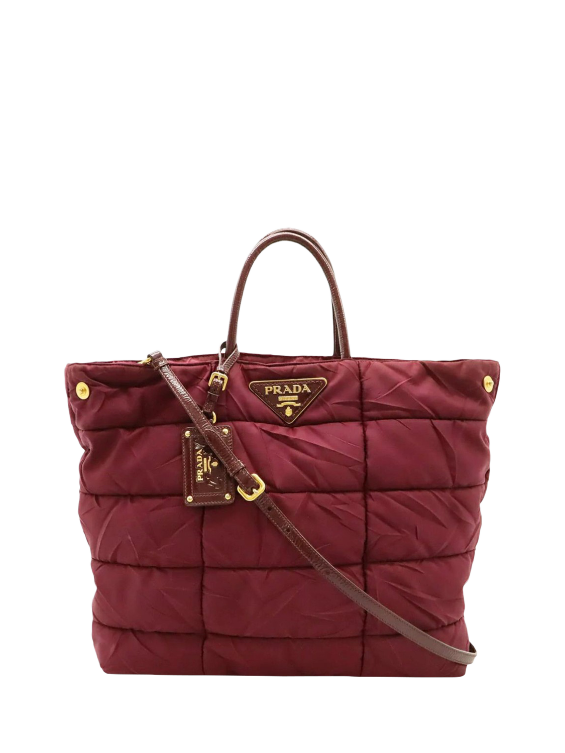 Pre-loved Prada Quilted Nylon 2-Way Tote Bag, Berry