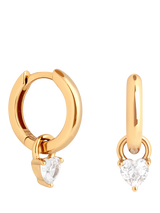 Astrid & Miyu Heart Crystal Charm Huggie Hoop Earrings, Gold