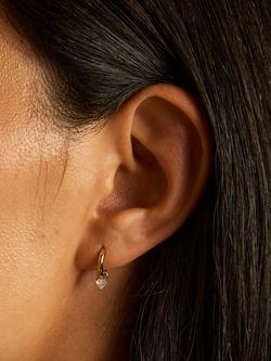 Astrid & Miyu Heart Crystal Charm Huggie Hoop Earrings, Gold - view 2, Gold