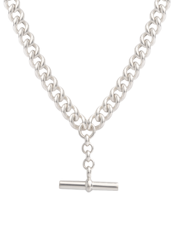 LARNAUTI Chunky T-Bar Necklace, Silver, Silver