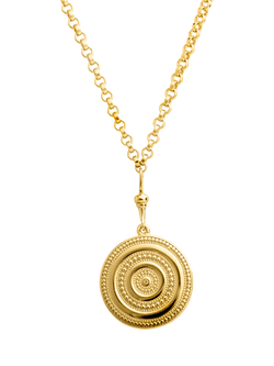 LARNAUTI Beaded Disc Pendant Necklace, Gold, Gold