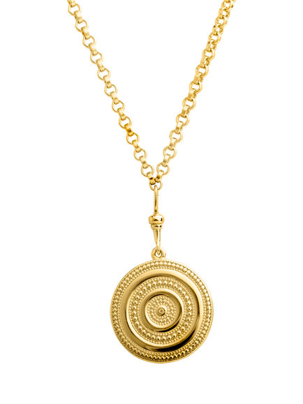 LARNAUTI Beaded Disc Pendant Necklace, Gold, Gold