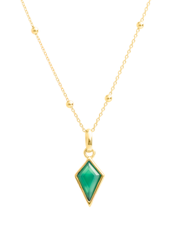 LARNAUTI Green Onyx Pyramid Pendant Necklace, Gold, Gold