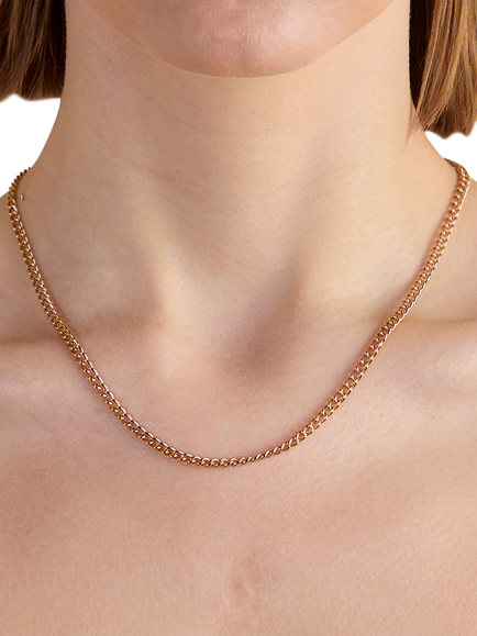 Astrid & Miyu Bold Essential Curb Chain Necklace, Gold - view 2, Gold