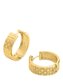 LARNAUTI Cross Hatch Textured Hoop Earrings, Gold, Gold