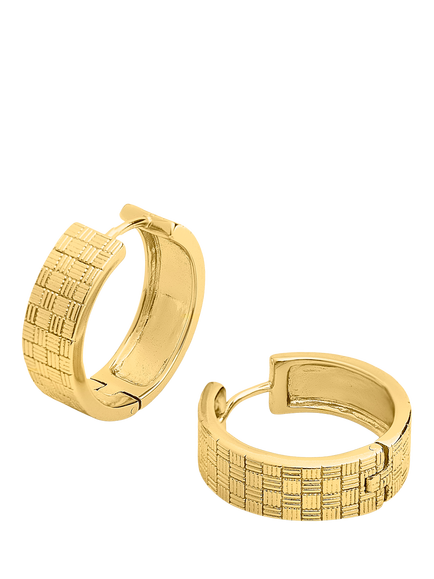 LARNAUTI Cross Hatch Textured Hoop Earrings, Gold, Gold