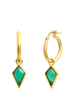LARNAUTI Semi Precious Onyx Hoop Earrings, Gold, Gold