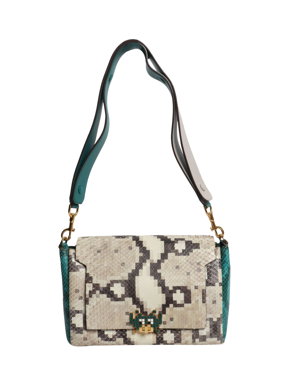 Product image 2 of 10, which shows Pre-loved Anya Hindmarch Snakeskin Shoulder Bag, Multi