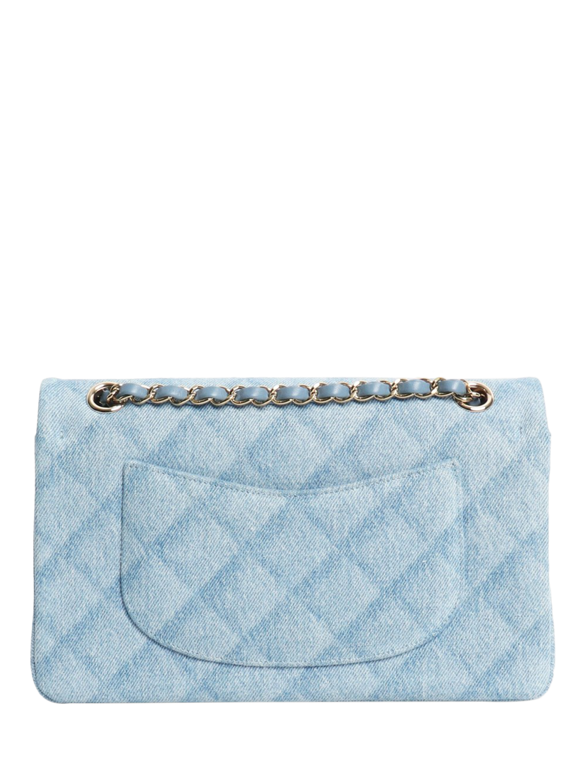 Product image 3 of 8, which shows Pre-loved CHANEL Medium Denim Classic Double Flap Bag, Blue