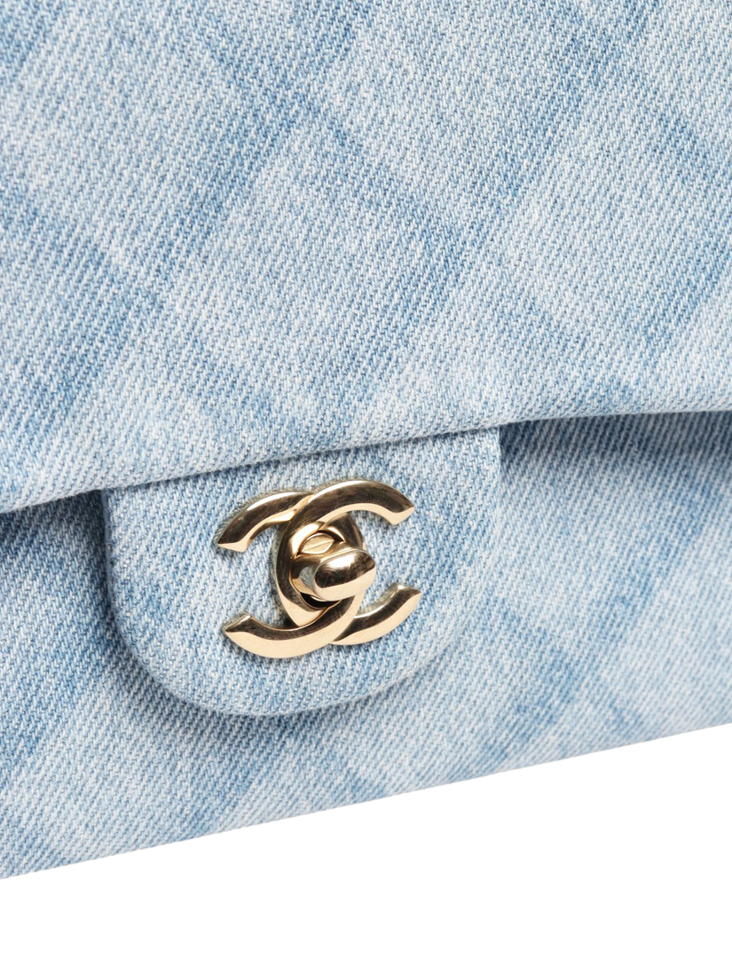 Product image 4 of 8, which shows Pre-loved CHANEL Medium Denim Classic Double Flap Bag, Blue