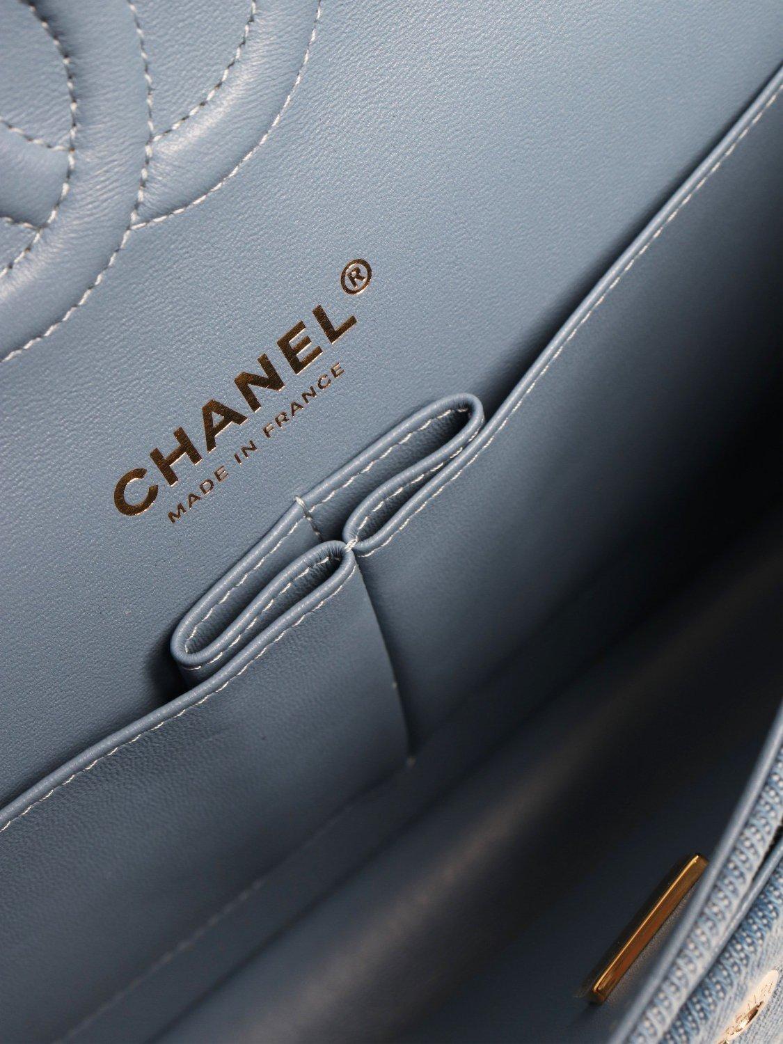 Product image 5 of 8, which shows Pre-loved CHANEL Medium Denim Classic Double Flap Bag, Blue