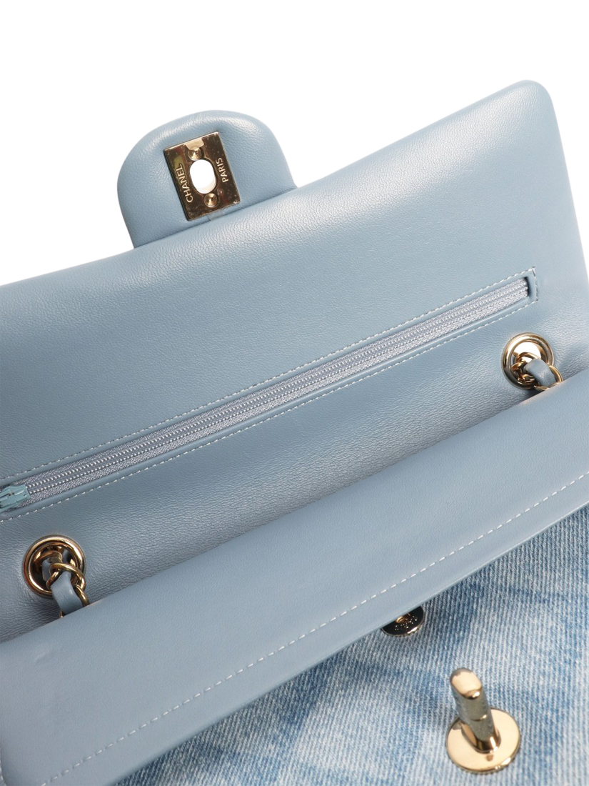 Product image 7 of 8, which shows Pre-loved CHANEL Medium Denim Classic Double Flap Bag, Blue