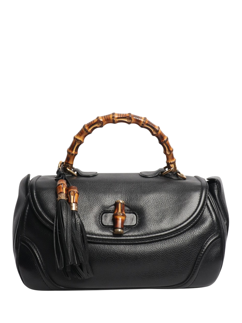 Product image 1 of 7, which shows Pre-loved GUCCI Bamboo Top Handle Bag, Black