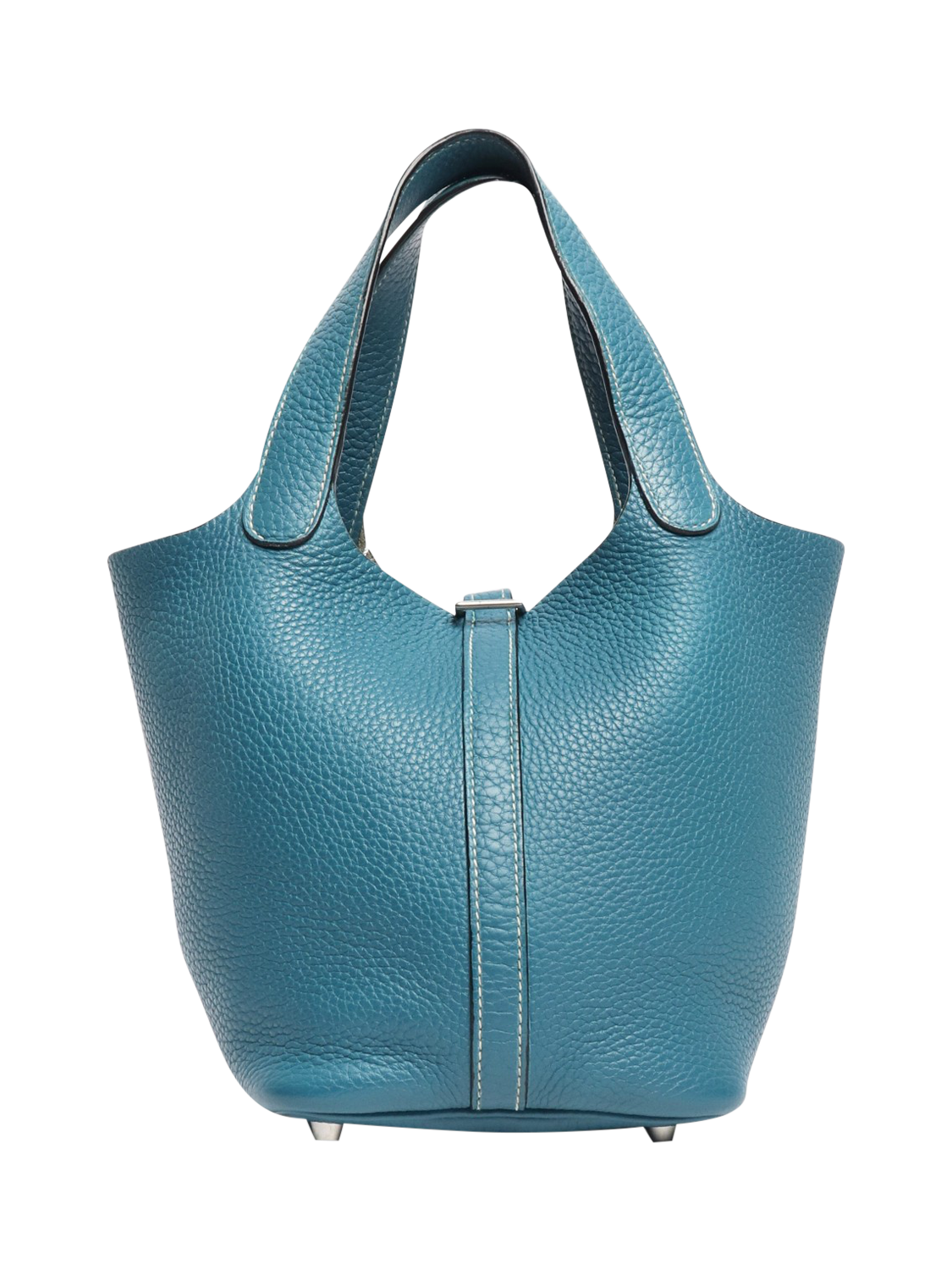 Product image 3 of 6, which shows Pre-loved Hermès Jean Picotin 18 Clemence Bag, Blue