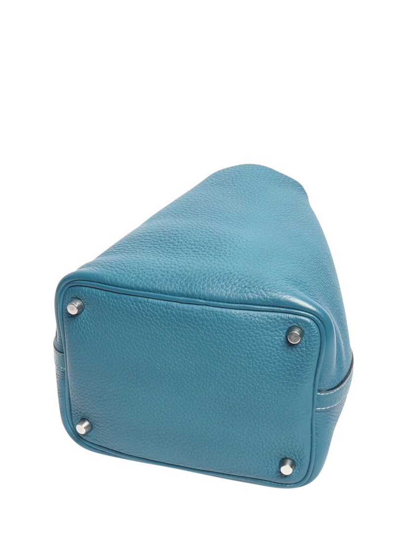 Product image 4 of 6, which shows Pre-loved Hermès Jean Picotin 18 Clemence Bag, Blue