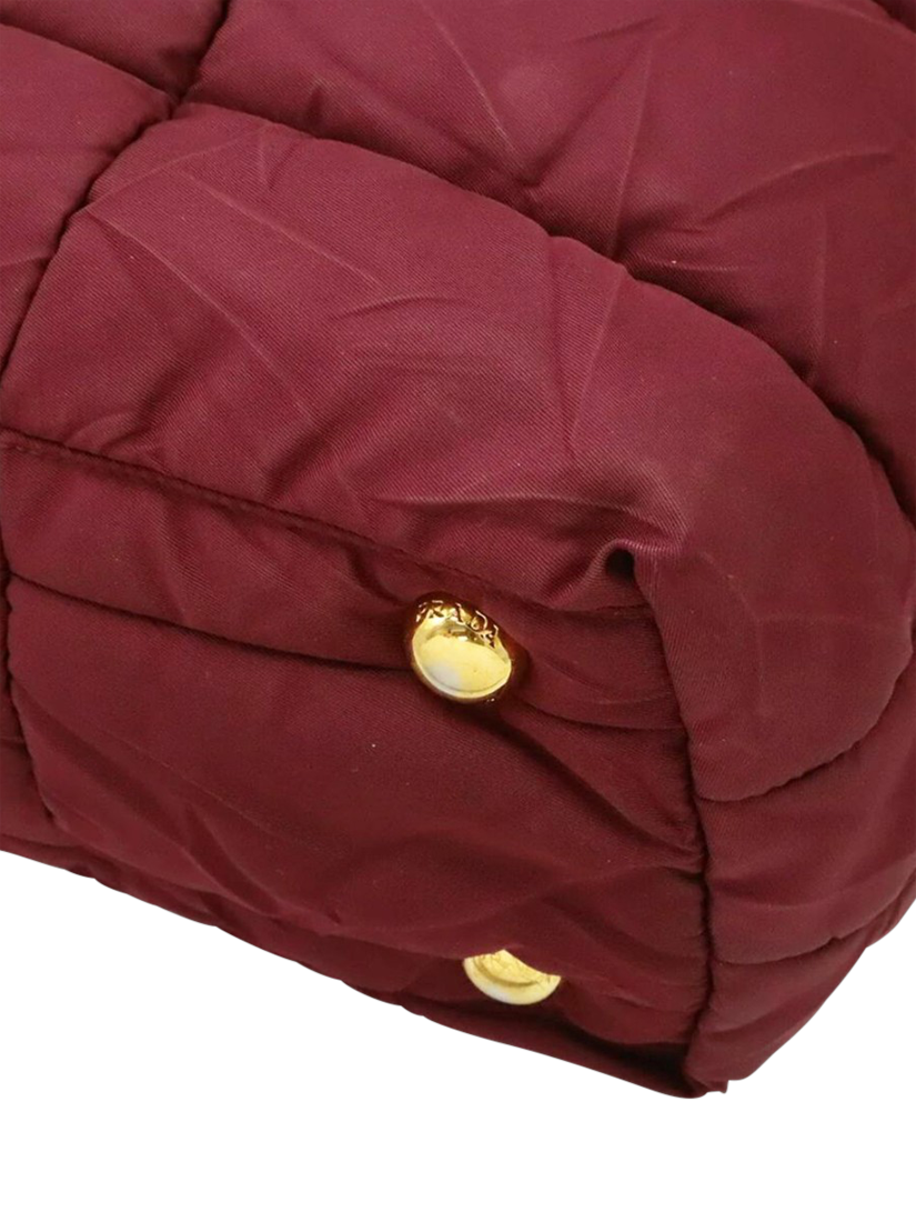 Product image 3 of 9, which shows Pre-loved Prada Quilted Nylon 2-Way Tote Bag, Red