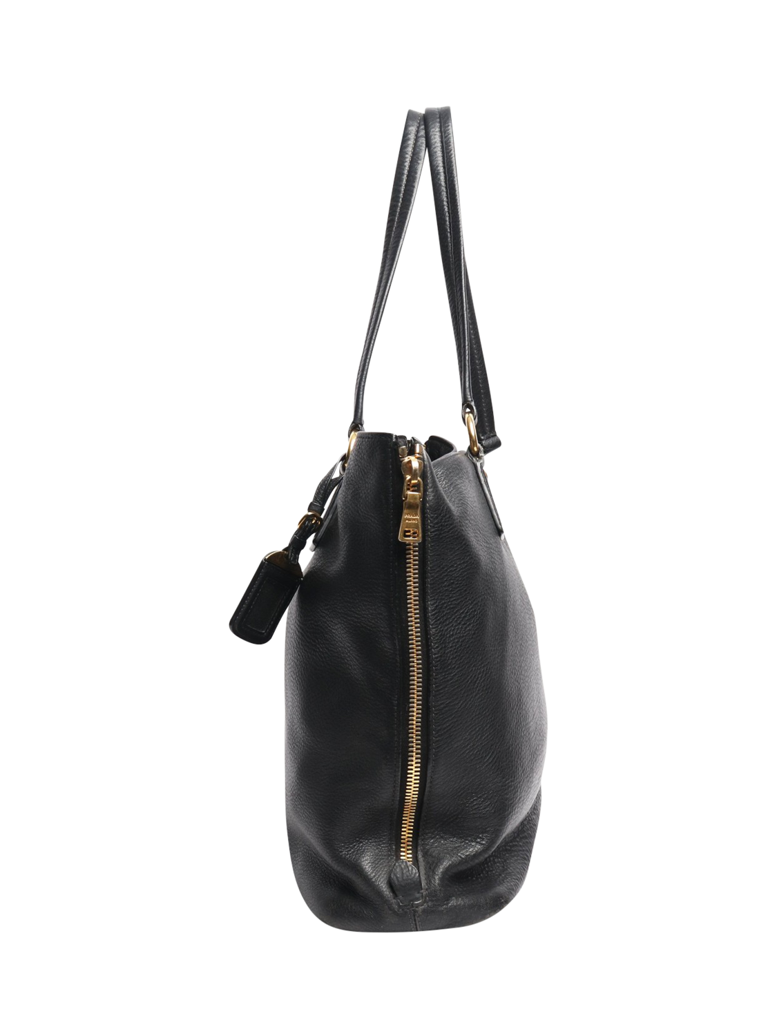 Product image 2 of 8, which shows Pre-loved Prada Leather Gold Hardware Shoulder Bag, Black