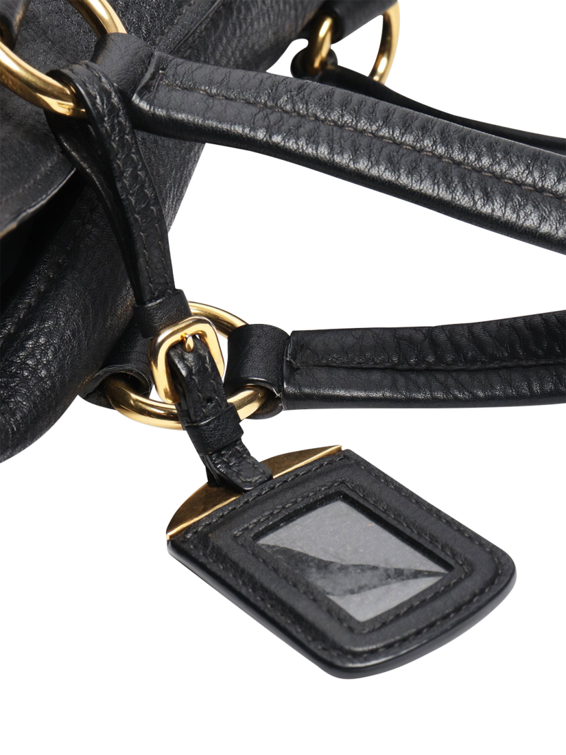 Product image 6 of 8, which shows Pre-loved Prada Leather Gold Hardware Shoulder Bag, Black