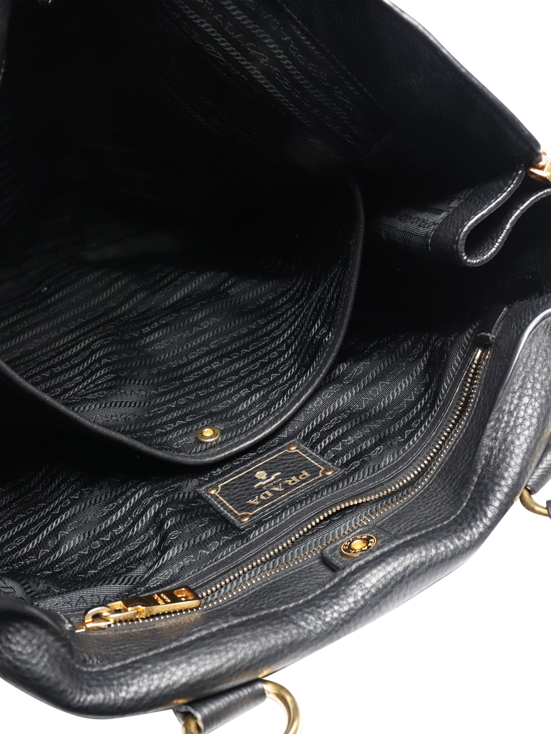 Product image 8 of 8, which shows Pre-loved Prada Leather Gold Hardware Shoulder Bag, Black