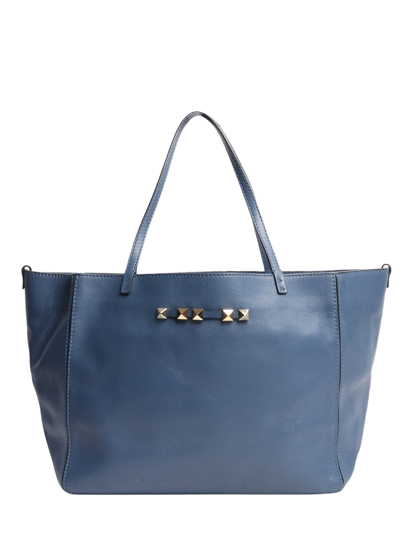 Product image 1 of 4, which shows Pre-loved Valentino Rockstud Tote Bag, Blue