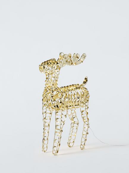 John Lewis Battery Operated 100 Micro LED Gold Shimmer Stag, H66cm, Gold