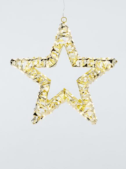 John Lewis 400 Micro LED Gold Shimmer Star, Dia.38cm, Gold