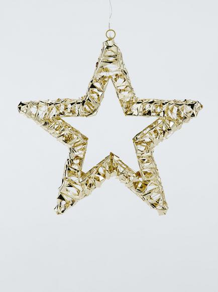 John Lewis 400 Micro LED Gold Shimmer Star, Dia.38cm - view 2, Gold