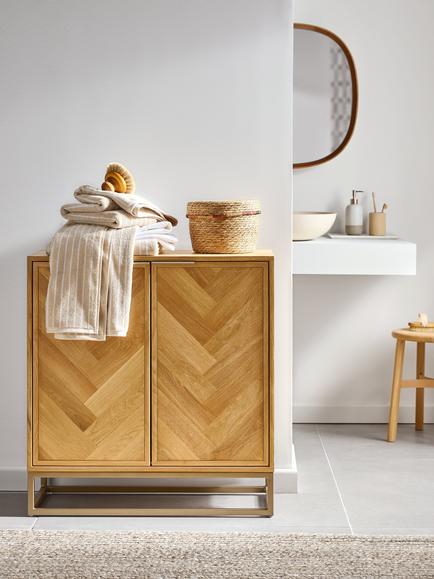 John Lewis Estate 2 Door Bathroom Cabinet, Oak - view 2, Natural