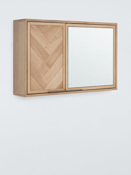 John Lewis Estate Mirrored Bathroom Cabinet, Oak - view 2, Natural
